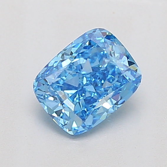 Actual 0.92 carat Vivid Blue Cushion lab-grown diamond