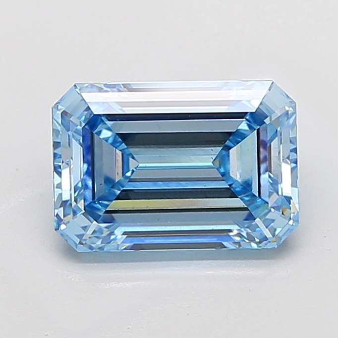 Actual 4.1 carat Fancy Vivid Blue Emerald lab-grown diamond