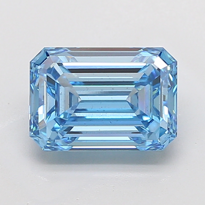 Actual 4.41 carat Fancy Vivid Blue Emerald lab-grown diamond
